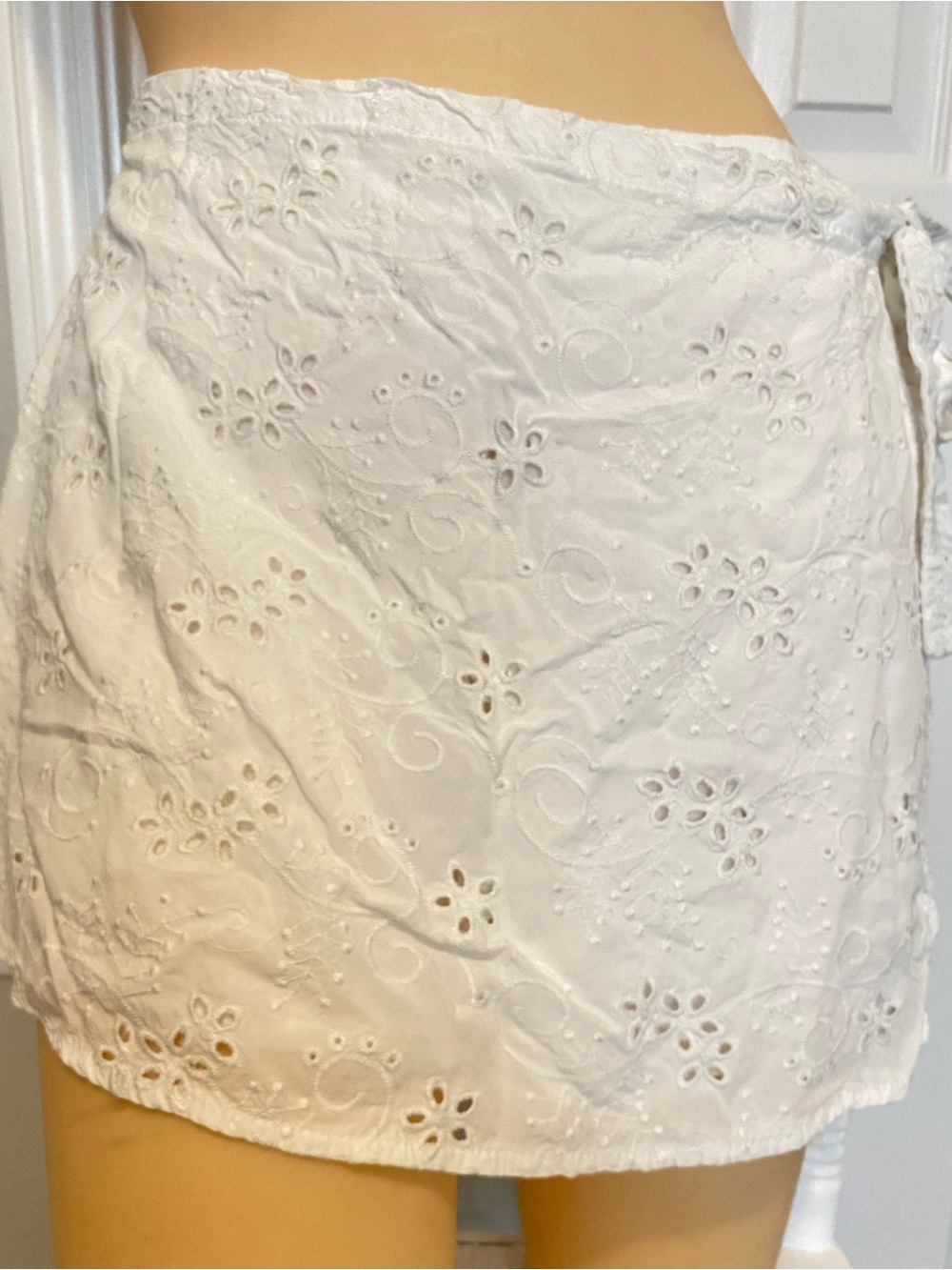 Lulu's White Eyelet Tie-Waist Mini Skirt